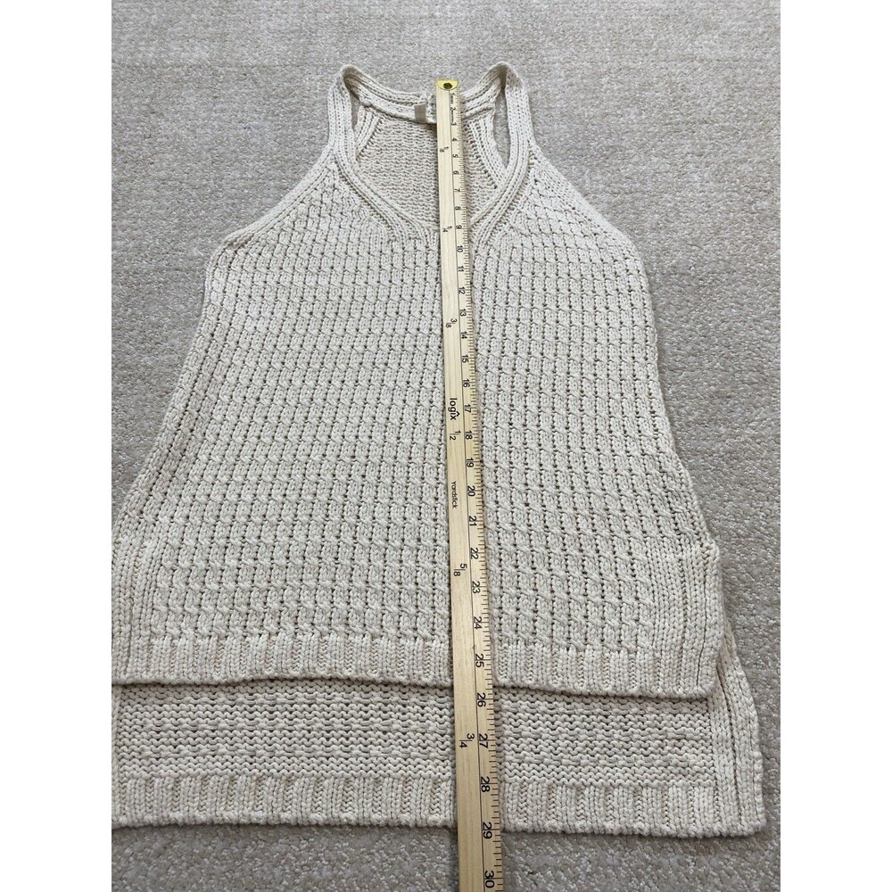 Anthropologie Moth Sweater Tank Women S Cream High Neck Racerback High-Low ** - Picture 13 of 15